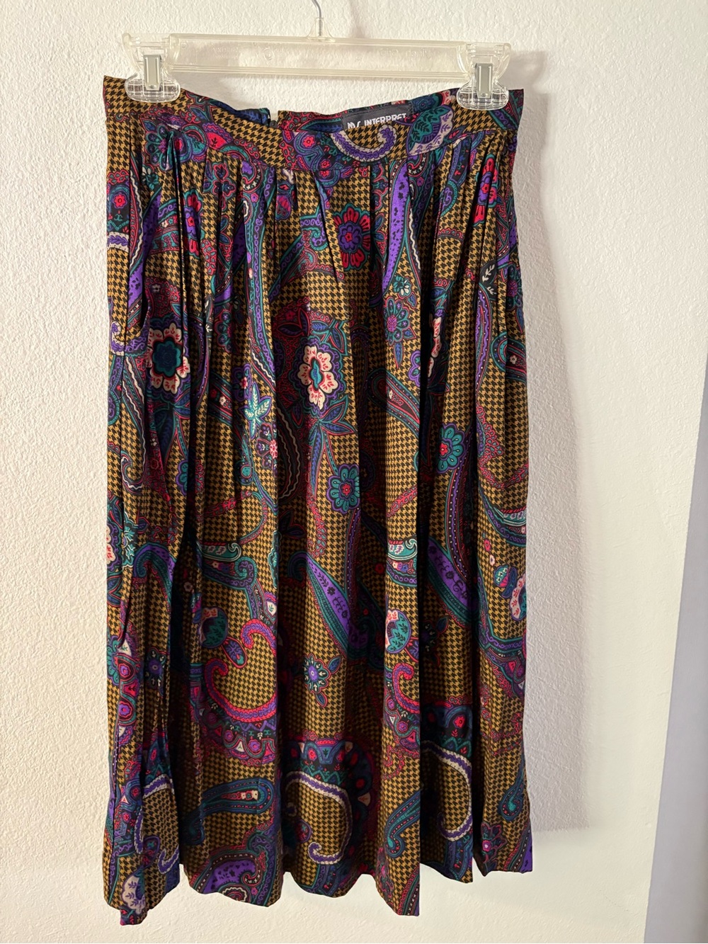 Poetcore pleated midi skirt Paisly Houndstooth 10 Ms. Interpret Vintage